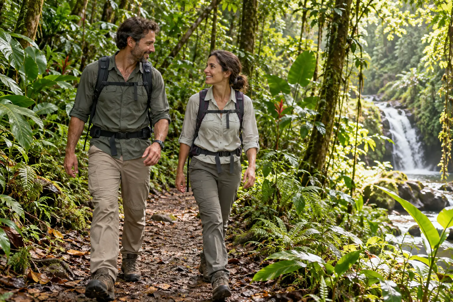 Illustrative AI scene: spending time together outdoors in Costa Rica