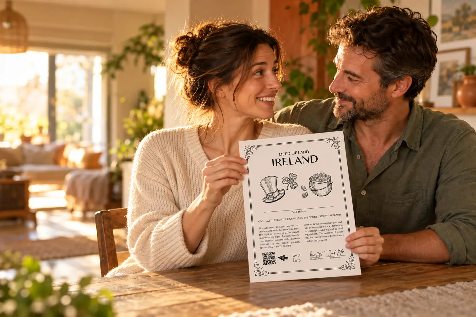 Illustrative KI-Szene: Freude über ein persönliches Landgeschenk